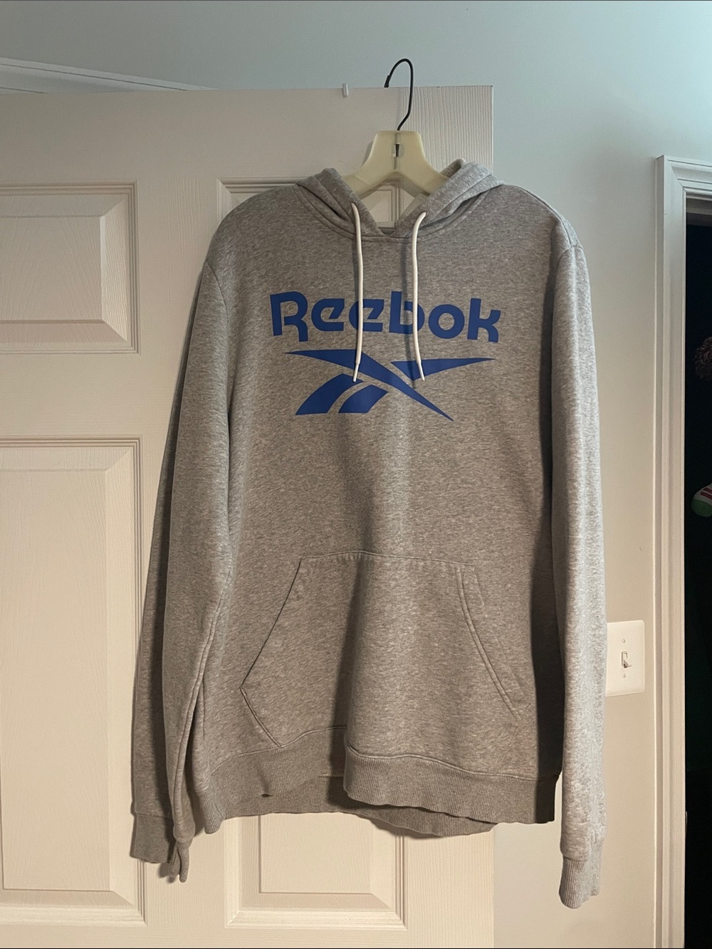 Reebok Gray Pullover Hoodie with Blue Logo